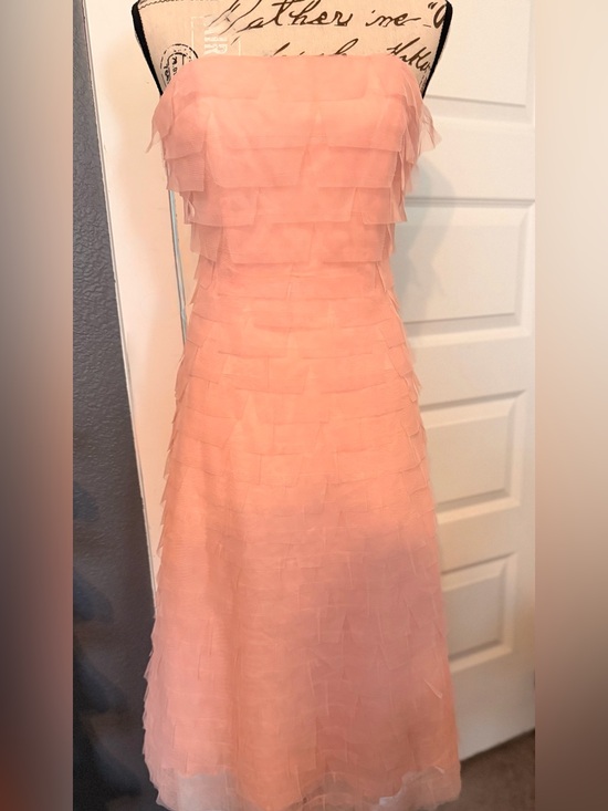 BCBGMaxAzria Dresses & Skirts - BCBG Max Azria Strapless Blush Pink Tiered Chiffon Dress | Size 0